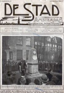 Zuil voor de Jonkers bij het Oud Buitengasthuis. Voorpagina van de ‘De Stad Amsterdam’, 9 januari 1923