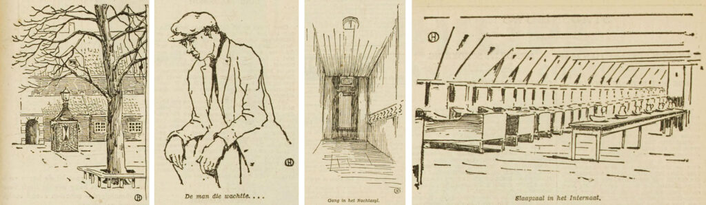 Hulp voor Onbehuisden op tekeningen van Herman Heuff in het Haarlems Dagblad, 1930