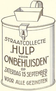 Reclame voor de collecte van Hulp voor Onbehuisden in 1934