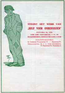 Reclametekening van Daniël de Vries voor Hulp voor Onbehuisden in 1934