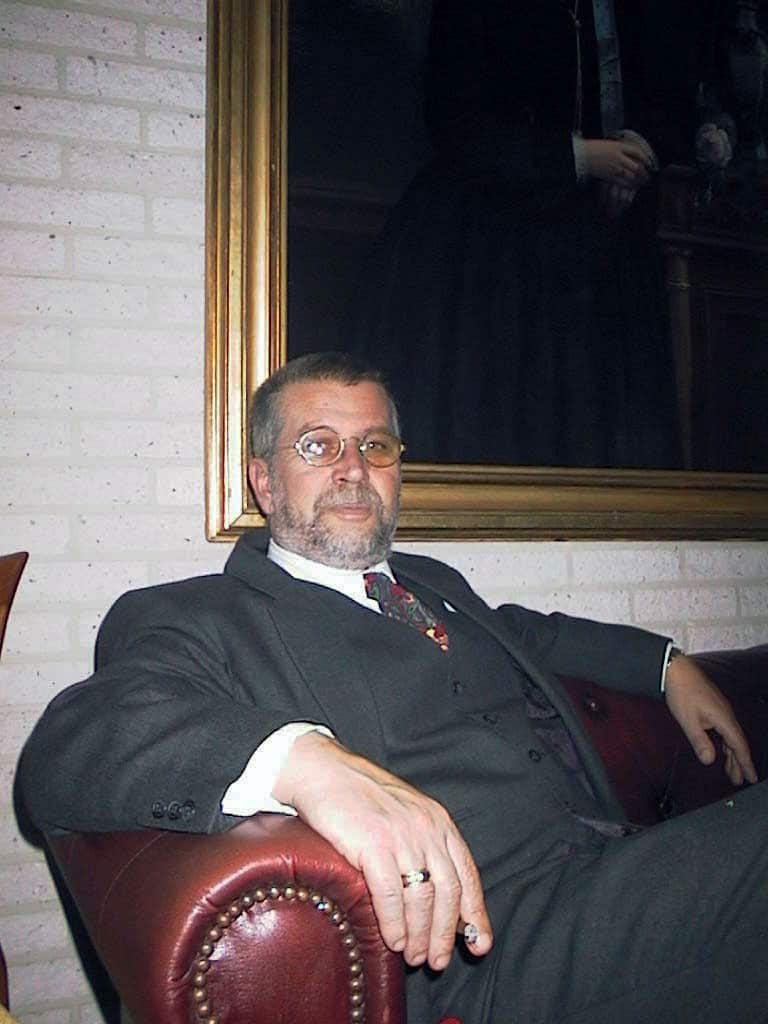 Theo Meijer op een feest van HVO-Querido, 1999