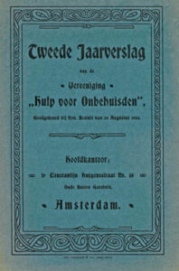 Omslag van het tweede jaarverslag van Hulp voor Onbehuisden, 1905