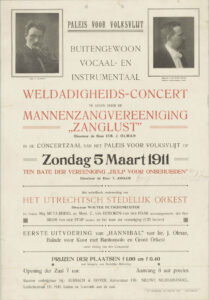 Affiche voor een concert ten bate van Hulp voor Onbehuisden, 1911