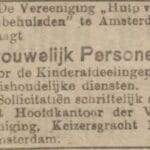 Personeelsadvertentie van HvO in Hepkema’s Courant, 26 augustus 1919