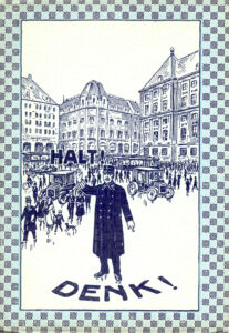 Omslag van de brochure Halt, denk en overweeg van HvO uit 1919