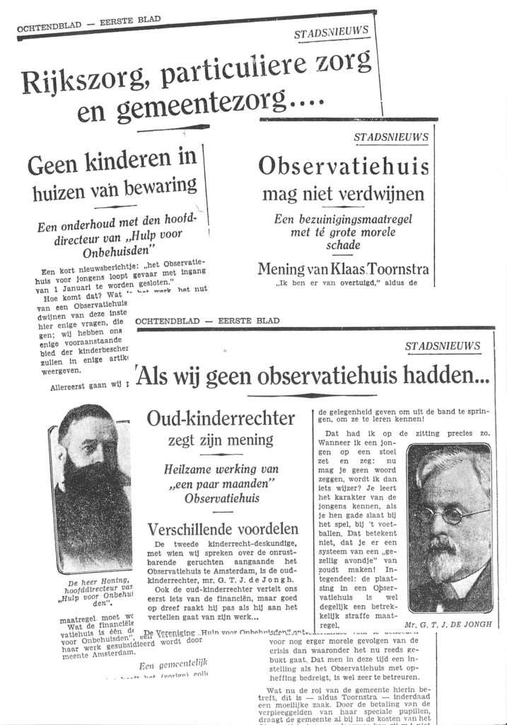 Het Observatiehuis van HvO in de pers in 1935