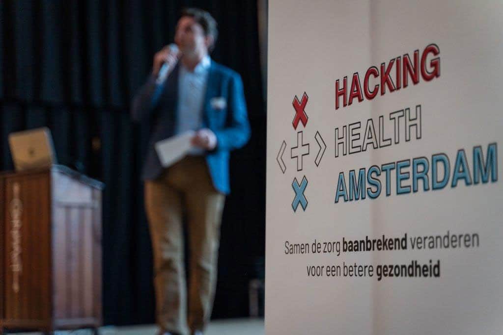 Douwe van Riet tijdens Hacking Health Amsterdam